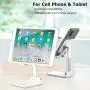 Adjustable Cell Phone Stand, Foldable Desktop Cell Phone Holder Cradle Dock Holder, Phone Stand for iPhone and All Smart Phones and Tablets(White) Adjustable Cell Phone Stand, Foldable Desktop Cell Phone Holder Cradle Dock Holder, Phone Stand for iPhone and All Smart Phones and Tablets(White)