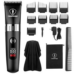 Ceenwes Quiet Hair Clippers for Men, Cordless Hair Trimmer Beard Trimmer Men Haircut Kit Rechargeable Waterproof with LED Display for Families