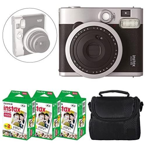 Fujifilm INSTAX Mini 90 Neo Classic Instant Camera (Black) + Fujifilm Instax Mini Instant Film (60 Exposures) + Camera Case – Deluxe Accessory Bundle