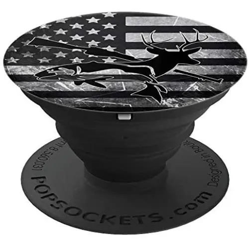 Fishing Deer Hunting Gift For Boys Men - Black American Flag PopSockets Grip and Stand for Phones and Tablets Fishing Deer Hunting Gift For Boys Men - Black American Flag PopSockets Grip and Stand for Phones and Tablets