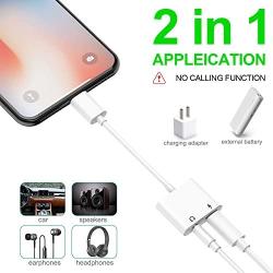 Lighting to 3.5mm Headphone Jack Adapter,2 in 1 Charge & Music Converter Compatible with iPhone 11Pro Max/11/XS Max/XR/X/8Plus/8/7 Plus/7 (Support iOS13 and Before)-White