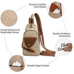 Canvas Sling Bag Small Crossbody Backpack Shoulder Casual Daypack Rucksack for Men Women Outdoor Cycling Hiking Travel