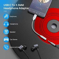 USB C to 3.5mm Headphone Jack Adapter, iNassen Type C to Aux Audio Dongle Cable Cord 384khz-32bit Hi-Res DAC for Pixel 4 3 2 XL, Samsung Galaxy S20 Ultra Z Flip S20+ Note 10 Note 10+, iPad Pro(Silver)