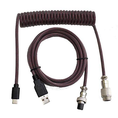Tez Cables Z-Series Custom Coiled Aviator USB-C Keyboard Cable (Red/Black)