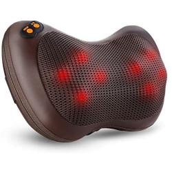 Shiatsu Neck Back Massager Kneading Massage Pillow with Heat for Back, Neck, Lower Back and Shoulder, Massager with 8 Heated Rollers for Stress Relax at Home Office and Car Chair,Adjustable Speeds