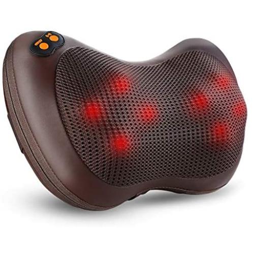 Shiatsu Neck Back Massager Kneading Massage Pillow with Heat for Back, Neck, Lower Back and Shoulder, Massager with 8 Heated Rollers for Stress Relax at Home Office and Car Chair,Adjustable Speeds