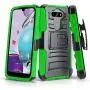 CasemartUSA Phone Case for [LG Aristo 5], [Refined Series][Green] Shockproof Protective Cover with Built-in Kickstand & Swivel Belt Clip Holster for LG Aristo 5 (T-Mobile, Metro, Sprint)