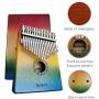 Auland Kalimba Thumb Piano 17 Keys Colorful Musical Instruments with Tuning Hammer, Gifts for Kids, Adults, Beginners