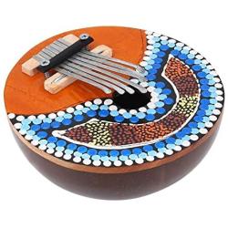 VGEBY1 7 Key Tuneable Coconut Shell Mbira Portable Kalimba Adjustable Finger Thumb Piano Musical Instrument (Random Pattern)