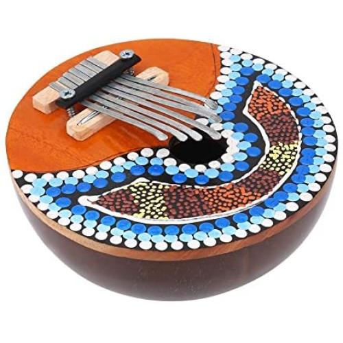 VGEBY1 7 Key Tuneable Coconut Shell Mbira Portable Kalimba Adjustable Finger Thumb Piano Musical Instrument (Random Pattern)