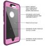 MXX iPhone 8 Plus Heavy Duty Protective Case with Screen Protector [3 Layers] Rugged Rubber Shockproof Protection Cover for Apple iPhone 7 Plus - iPhone 8 Plus/Apple Phone 8+ - Plum/Light Pink