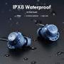 Wireless Earbuds, Mpow M30 in-Ear Bluetooth Headphones, Immersive Bass Sound, IPX8 Waterproof Sport Earphones, Touch Control, 25H Playtime/Mics/USB-C Quick Charge/Twin&Mono Mode, Blue