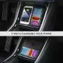TAPTES 15W Tesla Model 3 Wireless Charger [2020 Newest], Dual Wireless Phone Fast Charging Pad Mat Model 3 Accessory for iPhone Samsung LG Qi Enabled Phones-Compatible All Tesla Model 3