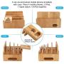 Pezin & Hulin Bamboo Charging Stations for Multiple Devices, Upgrade Desk Docking Station Organizer for Cell Phones, Tablet, AirPods, iWatch Stand (Includes 5 Cables BUT NO Power Supply Charger)