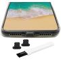 PortPlugs Anti Dust Plugs (2 Pack) Aluminum - Compatible with iPhone 11, X, XS, XR, 8, 7, 6 Plus, Max, Pro - Includes Plug Holders and Cleaning Brush (Black)