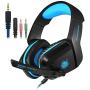 Gaming Headset Earphone 3.5mm Jack with LED Backlit and Mic Stereo Bass Noise Cancelling for Computer Game Player by SENHAI (Blue)