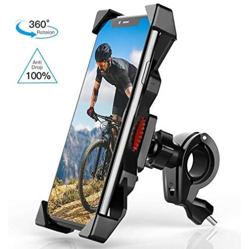 Bike Phone Mount Holder 【2020 Safest】 Anti Shake Universal Cell Phone Holder for Bicycle Mount 360° Rotation Bicycle & Motorcycle Handlebar for iPhone Samsung Any Smartphones Between 4.7 to 6.8 inches