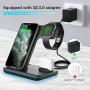 WAITIEE Wireless Charger, 3 in 1 Qi-Certified 15W Fast Charging Station for Apple iWatch Series 5/4/3/2/1,AirPods, Compatible with iPhone 11 Series/XS MAX/XR/XS/X/8/8 Plus/Samsung (Black)
