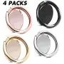 Rngeo Finger Ring Stands Set, Pack of 4 Universal Thin 360 Degree Rotation Phone Rings, Compatible with iPhone, Android & Other Smartphones (4 Packs of Rose Gold, Gold, Gray, Silver & Black)