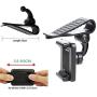 Geekercity Car Mount Cell Phone Holder Universal 360 Rotating Car Sun Visor Mount Support Clip Bracket for GPS Smartphones [35-90mm]