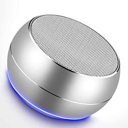 NUBWO Portable Bluetooth Speaker with Enhanced Bass and Stereo Sound, 8H Playtime, Bulti in Mic, Mini Wireless Speaker Portable for Phone, iPad, Mac, Tablet, Echo(Sliver)