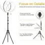 MountDog LED Ring Light 14 inch Dimmable Selfie Ring with Tripod Stand, Flexible Phone Holder, Bluebooth Remote Control and Carry Bag for Live Stream Makeup Portrait YouTube Video Shooting TikTok