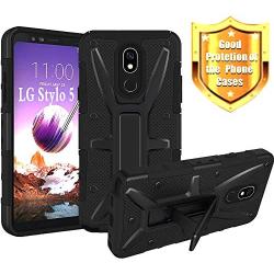 HNHYGETE Designed for LG STYLO 5 Plus(2019) Case,LG Stylo 5 Cell Phone Case,Dual Layer Heavy Duty Non Slip Shockproof Bumper Rugged Protective Cover (Black)