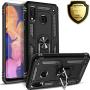 STARSHOP - Samsung Galaxy A20 Phone Case, [NOT FIT A20S/S20/A21] with [Tempered Glass Protector Included] Metal Ring Stand Shockproof Drop Protection Phone Cover-Black