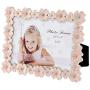 L&T Pink Enamel Picture/Photo Frame Metal with Silver Plated and Crystals, Floral Style 3.5 x 5 Inch
