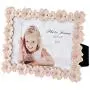 L&T Pink Enamel Picture/Photo Frame Metal with Silver Plated and Crystals, Floral Style 3.5 x 5 Inch