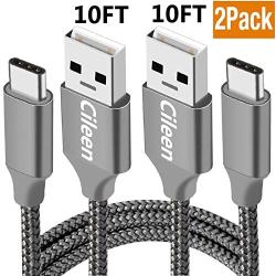 USB Cable Type C,10FT 2PACK,Extra Long Braided Charging Cord,FAST Charger For Samsung Galaxy S9 S8 Plus,Note 8,Google Pixel 2 XL,LG G7 V35 ThinQ,V30,Moto Z3 G6 X4,ZTE Blade Z Max X,OnePlus 6 5T 5,Sony