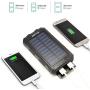 Phone Solar Charger,Yelomin 20000mAh Portable Outdoor Mobile Power Bank,Camping External Backup Battery Pack Dual USB 5V 1A/2A Outputs 2 Led Light Flashlight with Compass