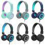 NIVAVA K8 Kids Headphones for Children Boys Girls Teens Wired Foldable Lightweight Stereo On Ear Headset for iPad Cellphones Computer MP3/4 Kindle Airplane School(Black/Blue)