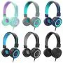 NIVAVA K8 Kids Headphones for Children Boys Girls Teens Wired Foldable Lightweight Stereo On Ear Headset for iPad Cellphones Computer MP3/4 Kindle Airplane School(Green/Purple)