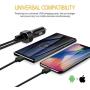 iPhone Car Charger, 30W/4.8A Quick Charge 3.0 USB Car Charger Adapter with Coiled Cable Compatible iPhone XR/XS/X/8/7/6/6S Plus 5S/5C/SE, iPad Air Mini Pro (Black)