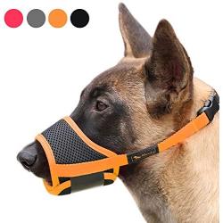 Heele Dog Muzzle Nylon Soft Muzzle Anti-Biting Barking Secure，Mesh Breathable Pets Mouth Cover for Small Medium Large Dogs 4 Colors 4 Sizes