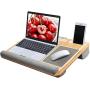 Lap Desk - Fits up to 17 inches Laptop Desk, Built in Mouse Pad & Wrist Pad for Notebook, MacBook, Tablet, Laptop Stand with Tablet, Pen & Phone Holder (Wood Grain)