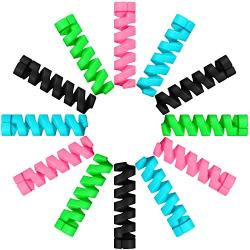 Jetec 24 Pieces Charger Cable Saver, Silicone Flexible Cable Wire Protector, Mouse Cable Protector, Suit for All Cellphone Data Lines (6 Black, 6 Pink, 6 Blue, 6 Green)