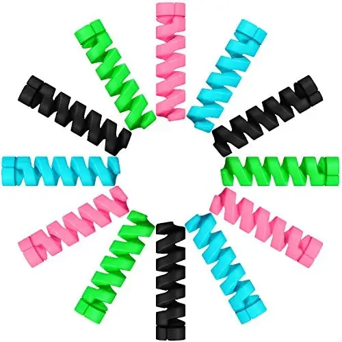 Jetec 24 Pieces Charger Cable Saver, Silicone Flexible Cable Wire Protector, Mouse Cable Protector, Suit for All Cellphone Data Lines (6 Black, 6 Pink, 6 Blue, 6 Green) Jetec 24 Pieces Charger Cable Saver, Silicone Flexible Cable Wire Protector, Mouse Cable Protector, Suit for All Cellphone Data Lines (6 Black, 6 Pink, 6 Blue, 6 Green)