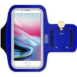 EDX Running Armband Phone Holder for Men & Women, with and Without LED, Compatible with iPhone and Galaxy Smartphones, Blue