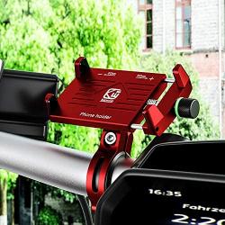 VOANZO Bicycle Phone Holder, Universal Bike & Motorcycle Handlebar Phone Mount, Adjustable Motorcycle Phone Holder Fit for 3.5-6.5Cell Phones, Anti-Slip (Red)