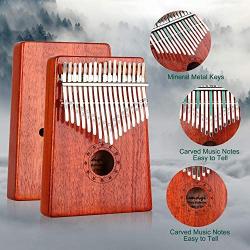 LEMEIYI Kalimba 17 Keys Thumb Piano with Study Instruction and Tune Hammer, Portable Mbira Sanza African Wood Finger Piano, Gift for Kids Adult Beginners Professional