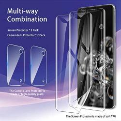 [ 4 Pack ] UniqueMe 2 Pack Soft TPU Screen Protector + 2 Pack Camera Lens Protector Tempered Glass for Samsung Galaxy S20 Ultra 5G / 4G(6.9 inch)