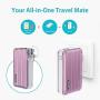 10000mAh 2-in-1 Power Bank and Wall Charger, ROMOSS Dual USB Portable Charger with Foldable AC Wall Plug External Battery Packs Compatible Smartphone and Android Device (Pink)