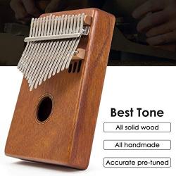 Kalimba 17 Key Finger Piano Marib Mahogany with Padded Gig Bag Tuner Hammer By Kmise