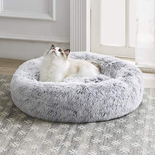 Western Home Faux Fur Dog Bed Donut Cuddler Pet Calming Beds for Medium Small Dogs and Cats