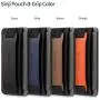 Sinjimoru Phone Grip Card Holder with Phone Stand, Secure Stick on Wallet for iPhone with Leather Pop Out Stand for Table. Sinji Pouch B-Grip Brown