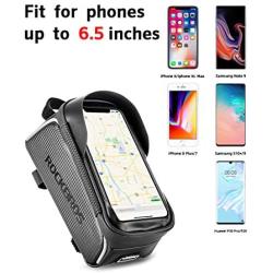 ROCKBROS Bike Bag Phone Holder Bike Pouch Bicycle Front Frame Bag Waterproof Top Tube Bag Bike Accessories Bag Compatible with iPhone Xs Max 11 Pro Plus, Samsung S10