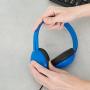 Egghead Heavy-Duty Kids Headphones w/Tangle-Free Fabric Cord (Pack of 10) Blue