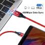 A.S 3 in 1 Magnetic USB Cable, Fast Charging & Data Sync Cable with Diamond Led, Compatible with Micro USB I-Product and Type C Smartphones (1.6ft,3.3ft,6.6ft Red)